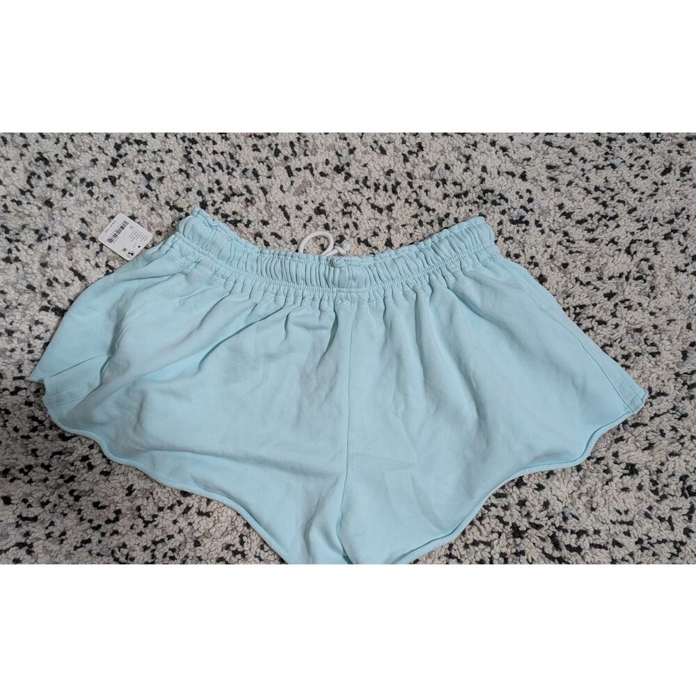 NWT FP Movement Raw Hem Sweat Shorts Light Blue‎ Elastic Waist M